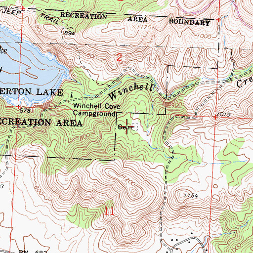 Topographic Map of Winchell Cove Cemetery, CA