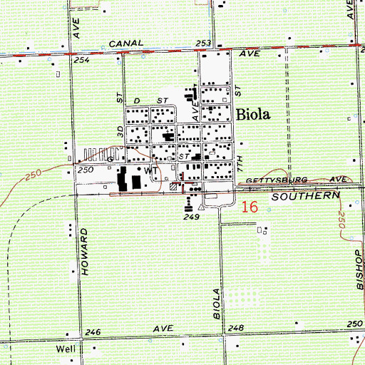 Topographic Map of Biola Community Services Building, CA