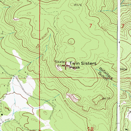 Topographic Map of Twin Sisters Peak, CO
