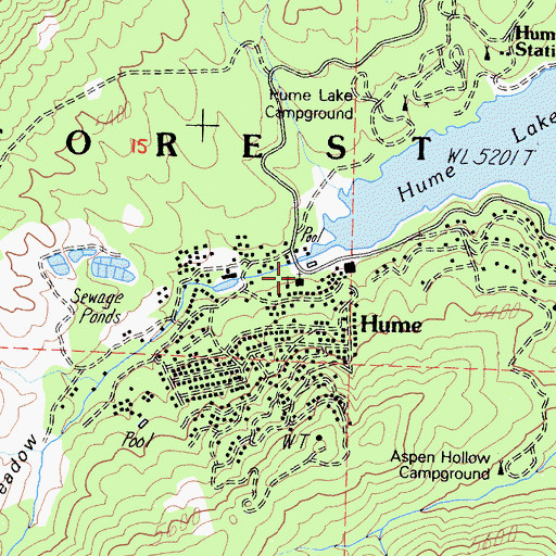 Topographic Map of Hume Lake Christian Camp, CA