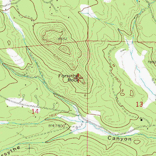 Topographic Map of Forsythe Rock, CO