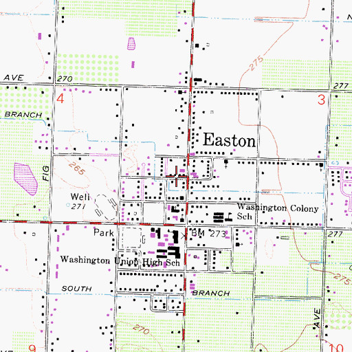 Topographic Map of Easton Post Office, CA