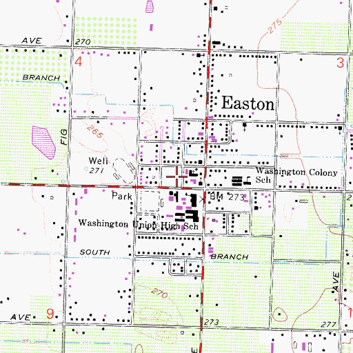 Topographic Map of Easton Presbyterian Church, CA