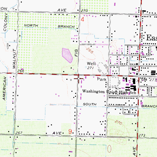 Topographic Map of Easton Southern Baptist Church, CA