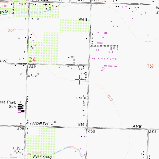 Topographic Map of Hopewell Missionary Baptist Church, CA