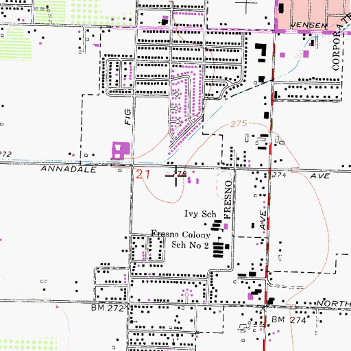 Topographic Map of Ivy Community Center, CA
