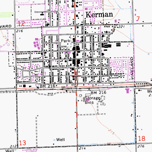 Topographic Map of Kerman Community Center, CA
