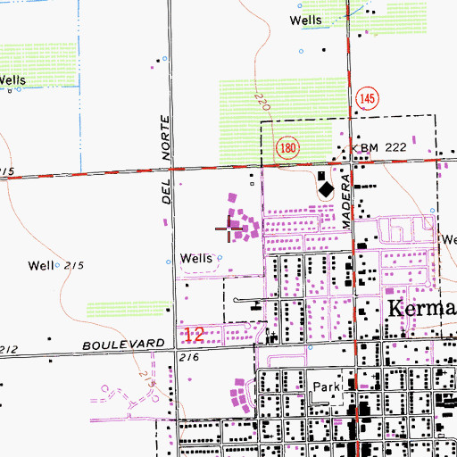 Topographic Map of Kerman High School, CA