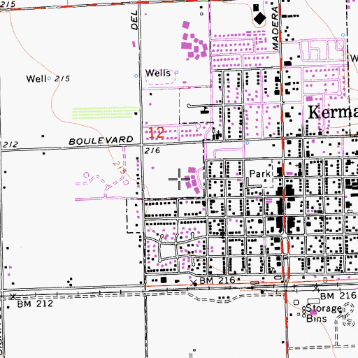 Topographic Map of Kerman Middle School, CA