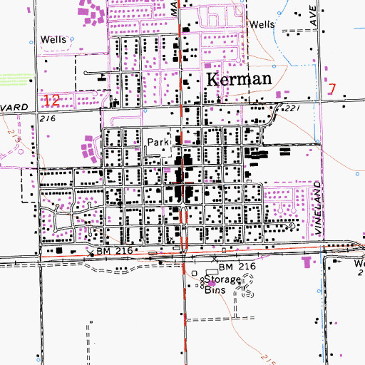 Topographic Map of Kerman Post Office, CA