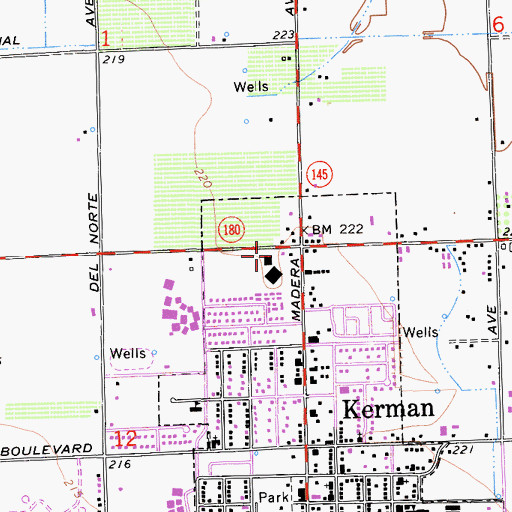 Topographic Map of Kerman Shopping Center, CA