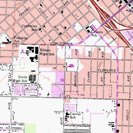 Topographic Map of King Elementary School, CA
