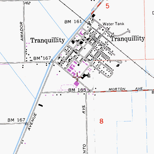 Topographic Map of Tranquillity Elementary School, CA
