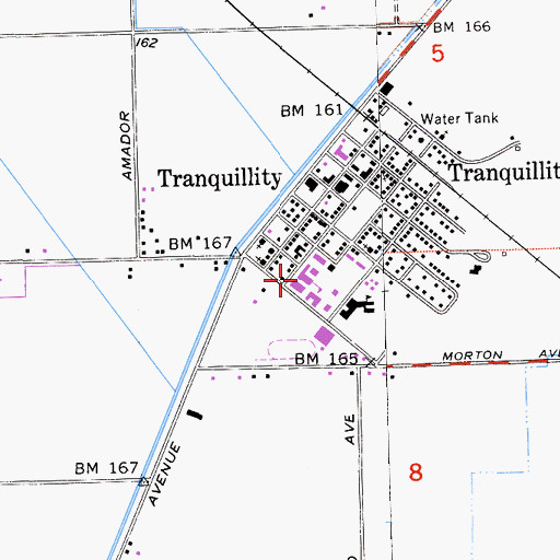 Topographic Map of Tranquility High School, CA