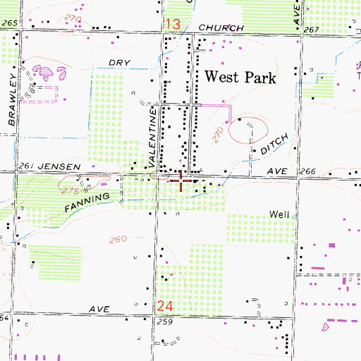 Topographic Map of West Park Community Church, CA