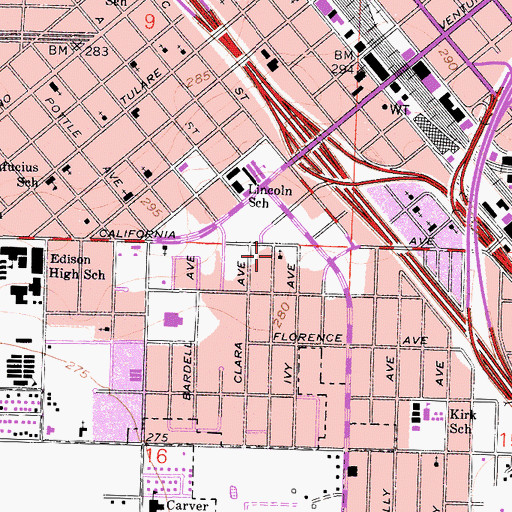 Topographic Map of Bethel Church of Christ Holiness, CA