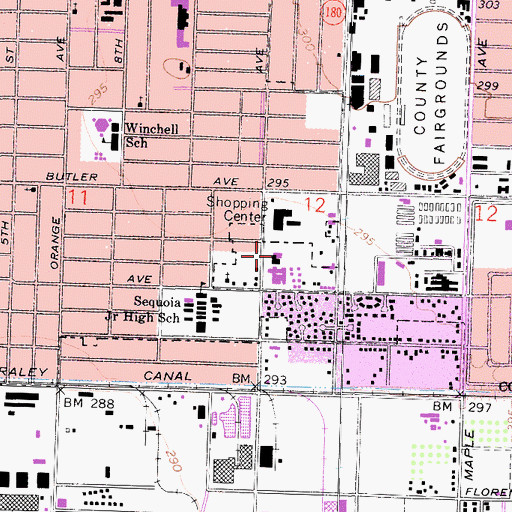 Topographic Map of Boys and Girls Club of Fresno, CA