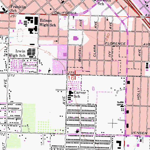 Topographic Map of Central Church of Christ, CA