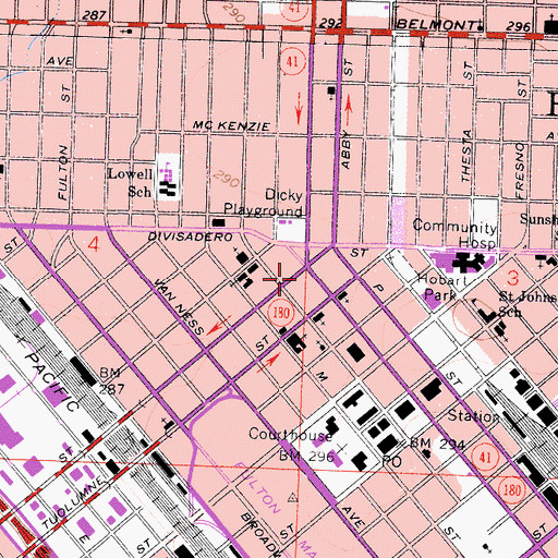 Topographic Map of Central Valley Young mens Christian Association, CA