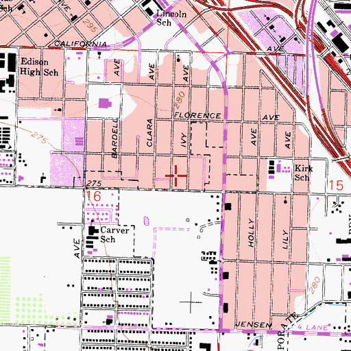 Topographic Map of Corinth Baptist Church, CA
