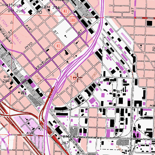 Topographic Map of Emerson School, CA