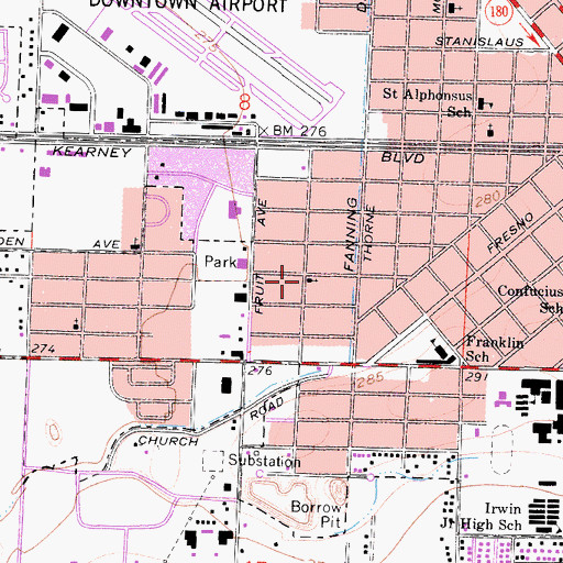 Topographic Map of Emmanuel Church of the Nazarene, CA