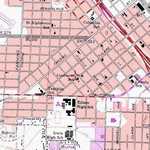 Topographic Map of First Chinese Baptist Church, CA