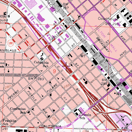 Topographic Map of First Mexican Baptist Church, CA