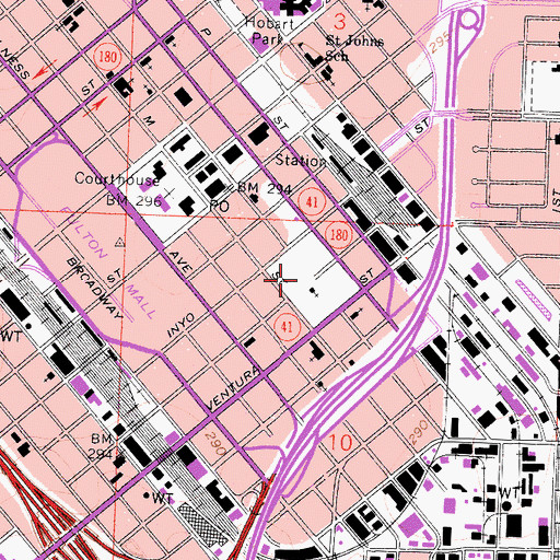Topographic Map of Fresno Convention Center, CA