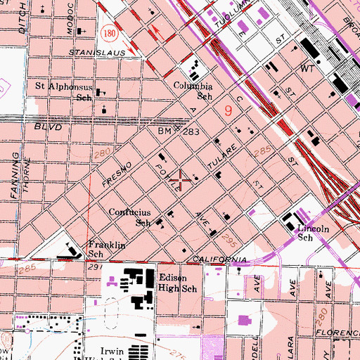 Topographic Map of Iglesia Bautista Evangelica, CA