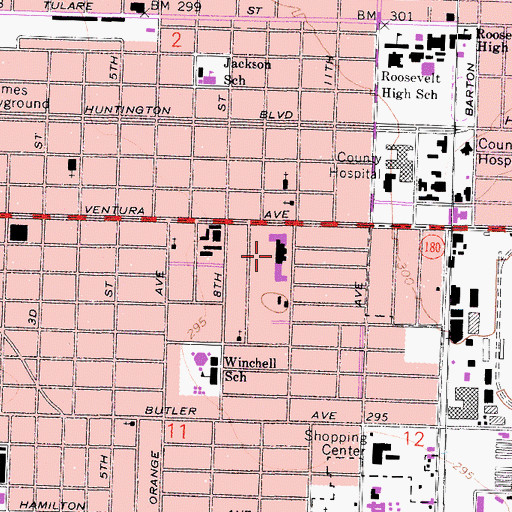 Topographic Map of Juvenile Hall School, CA