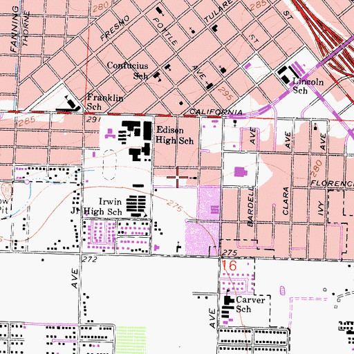 Topographic Map of Pilgrim Church of God in Christ, CA