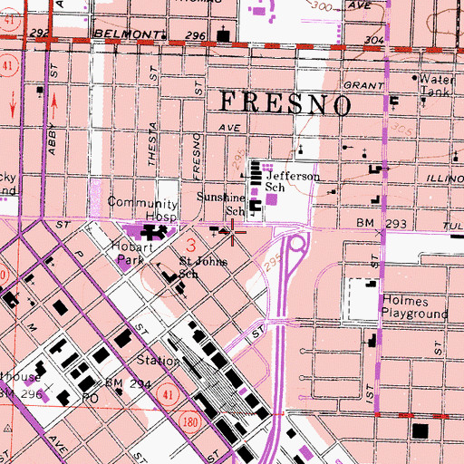 Topographic Map of Plaza Shopping Center, CA