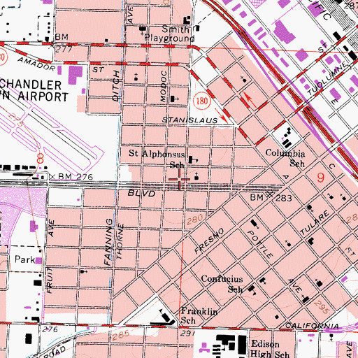 Topographic Map of Saint Alphonsus Roman Catholic Church, CA
