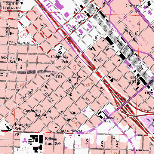 Topographic Map of Sainy Genevieves Roman Catholic Church, CA