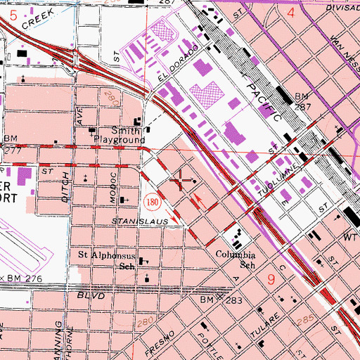 Topographic Map of Saint Johns Church, CA