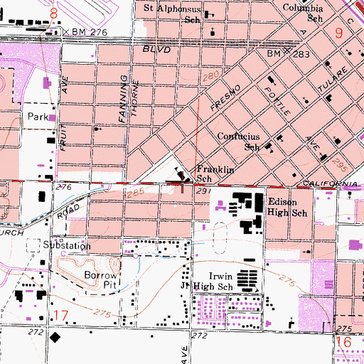 Topographic Map of Saint Joseph Baptist Church, CA