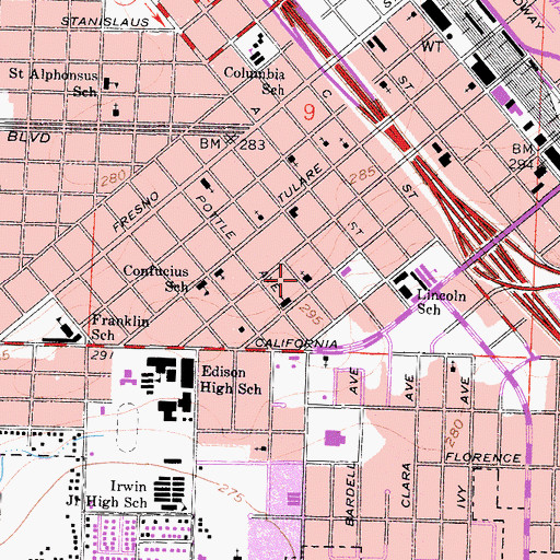 Topographic Map of United Japanese Christian Church, CA