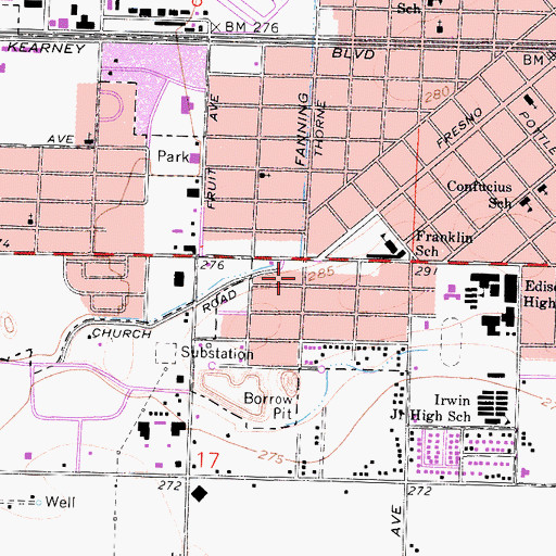 Topographic Map of West Side Miracle Revival Center, CA