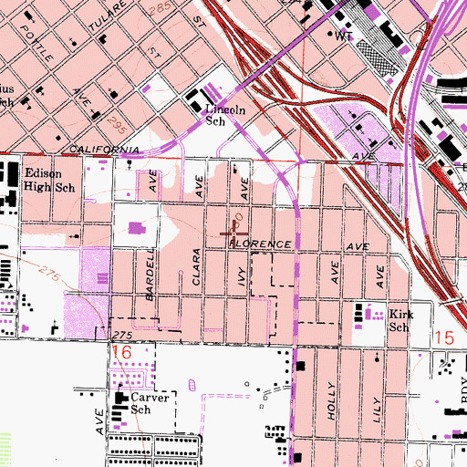 Topographic Map of Westside Pentecostal Church, CA