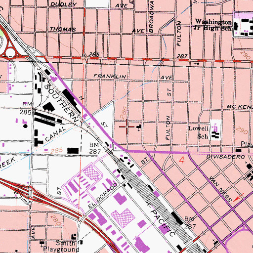 Topographic Map of Bethel Lutheran Church, CA