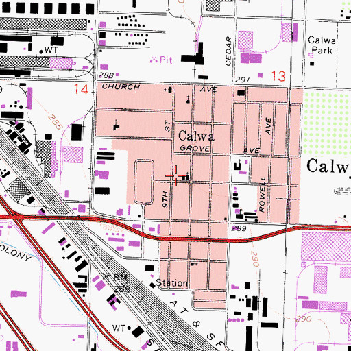 Topographic Map of Calwa United Methodist Church, CA