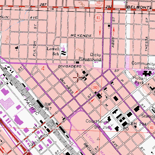 Topographic Map of Carter Memorial African Methodist Episcopal Church, CA