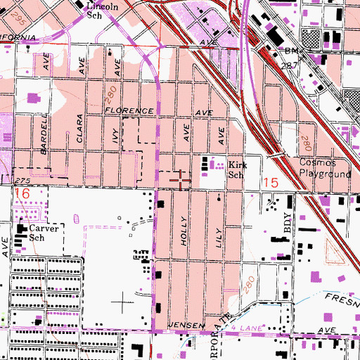 Topographic Map of Church of Christ, CA