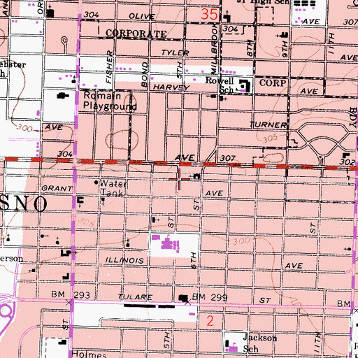 Topographic Map of Church of Christ Arlington Heights, CA