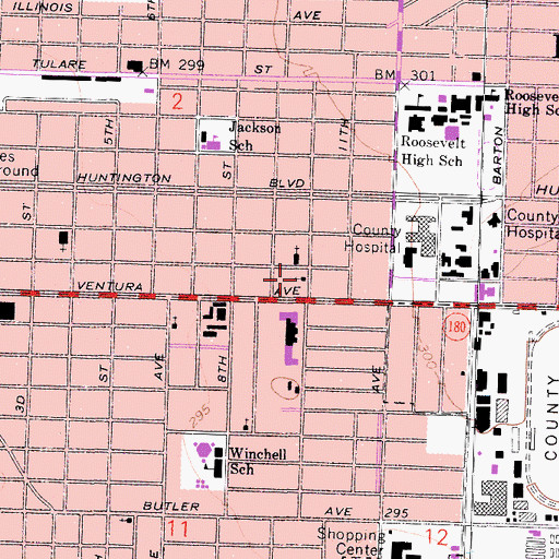 Topographic Map of Eastside Christian Church, CA