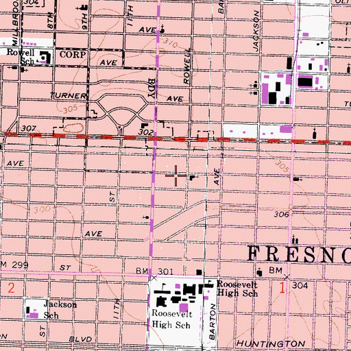 Topographic Map of Faith Mennonite Brethren Church, CA