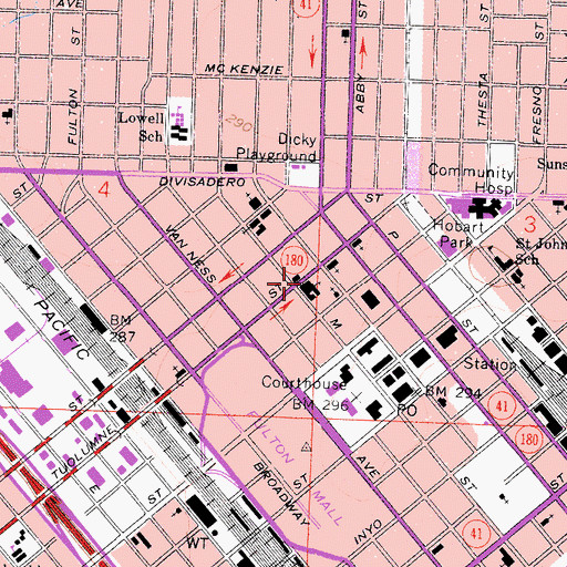 Topographic Map of First Presbyterian Church, CA