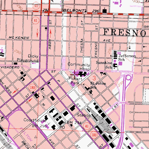 Topographic Map of Community Regional Medical Center Fresno, CA