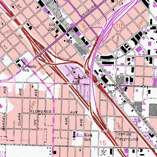 Topographic Map of Fresno Temple Church of God in Christ, CA